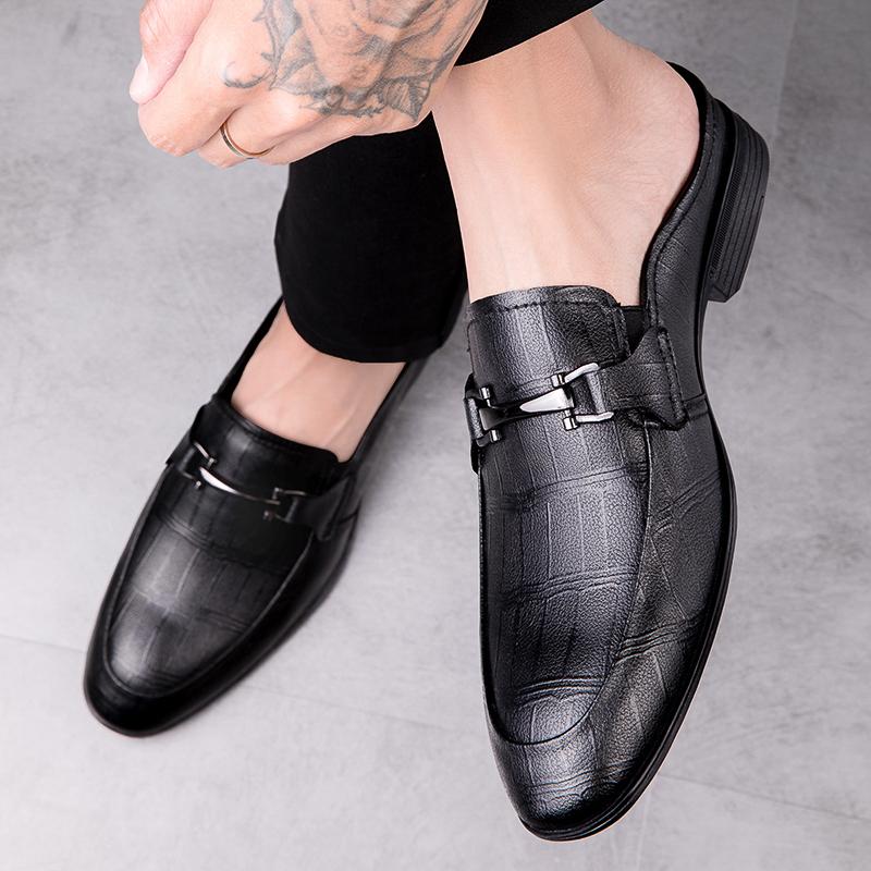 Fashion Luxury Brand Men's Comfortable New Top Layer Cowhide Business Half Drag Summer Fashion Men Outdoor Breathable Soft Soled Loafers