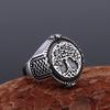 Stainless Steel Tree of Life Yggdrasil Ring Men's Handmade Biker Jewelry Gift Fashion Simple Finger Ring for Party Club