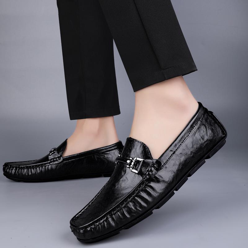 Fashion Genuine Leather Male Comfortable Dress Shoe Stylish Non-Slip Mens Slip On Driving Shoes New Arrival Male Casual Business Shoes