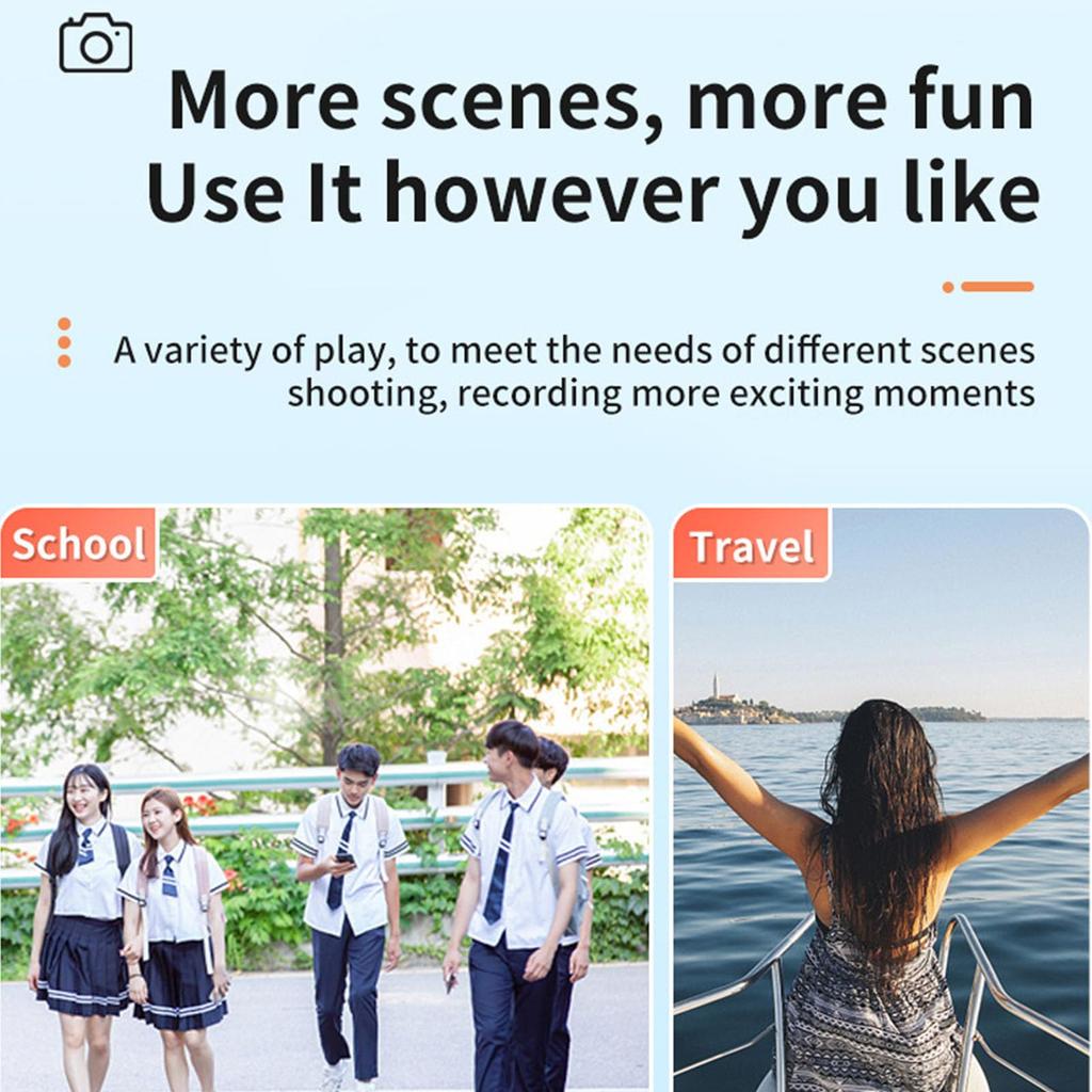 Mini přívěsková kamera, 1080P 2MP digitální kamera kapesní velikosti s barevným displejem, poutkem na zápěstí a 100minutovou výdrží baterie, kompaktní videokamera pro teenagery,