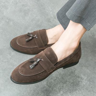 Fashion High Quality New Men's Suede Leather Shoes Massage Sole Comfortable Men's Flat Bottomed Loafers Commuting Versatile Work Shoes