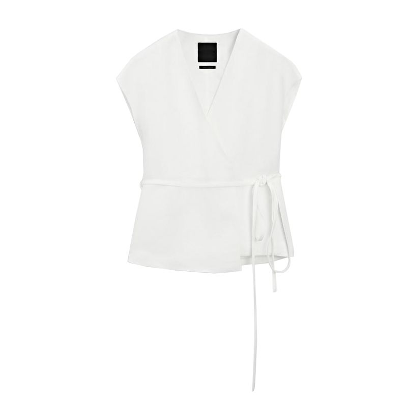 

MD Spring/Summer New Arrival Women s New Chinese Style Elegance Temperament Commute Waist-Controlled Lace-up White Suit Outwear 6099980 Beige L