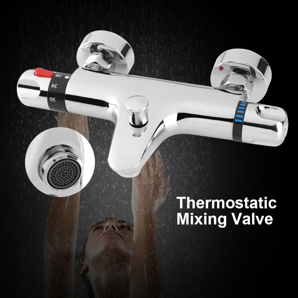 Thermostatic Mixing Valve Control Valve Thermostatic Shower Faucet Bathroom Mixer Tap Chrome Wall Mounted