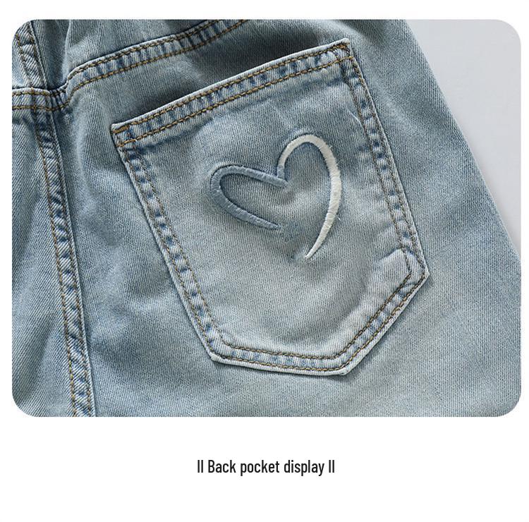 Weite Jeans für Mädchen: Frühling/Herbst Locker sitzende Hosen mit geradem Bein für Junior High School Schüler