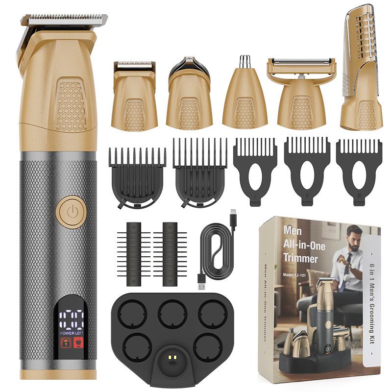 6-in-1 USB Rechargeable Multi-Function Electric Hair Clipper High-Quality Waterproof Hair Clipper Beard Trimmer Home/Barber Shop Clipper