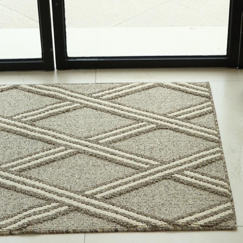 Double Layer Loop Pile Entryway Rug Non Slip Door Mat Dust Trapping Indoor Doormat Washable Modern Home Decor