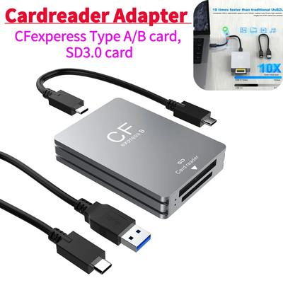 2 In 1 CFexpress Type A/B&SD Card Reader CFexpress Reader Adapter USB 3.2 10Gbps Dual-Slot with USB C To USB C/A Cable For SLR