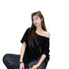 Spicy Girl Asymmetrical Neck Short-Sleeve T-Shirt - Women's Summer 2025 Korean Style Loose Slimming Top