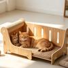 Large Wooden Cat Bed With Sisal Scratching Post Lounge Sofa Furniture For Indoor Pets Living Room Summer Cooling Pet Supplies