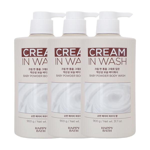 

HAPPY BATH Creamy Lotion Baby Powder Body Wash 900g x3