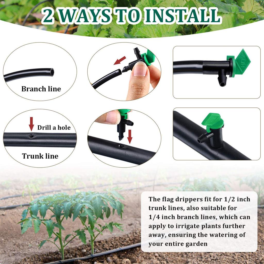 30 Pieces 16L Irrigation Drip Emitter Garden Flag Irrigation Dripper, Trees and Shrubs.