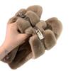 Internet Celebrity Fluffy Slippers Women Wear 2025 Autumn and Winter New Thick Bottom One-word Drag Small Fragrant Trend Plush Slippers