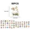 50Pcs Transparent Cartoon Mushroom Stickers PET Material Waterproof Decor for Journal Scrapbooking