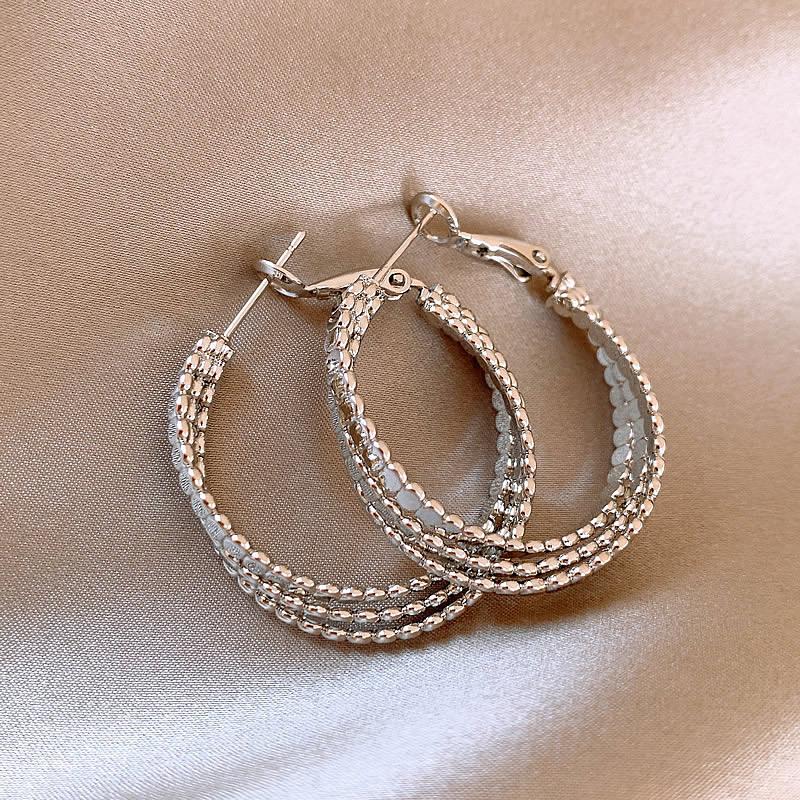 Cold wind Irregularly distorted earrings Women's unique earrings New popular high-end French circle earrings