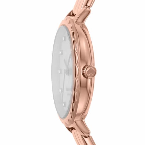 Kate Spade New York Women's Morningside Stainless Steel Scallop Ring Quartz Watch, One Size, Rose Gold Mini.