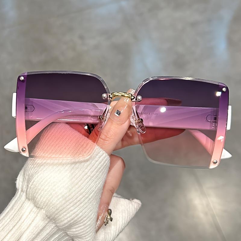 Oversized rimless for women men casual gradient fashion Anti glare shades for vacation beach party