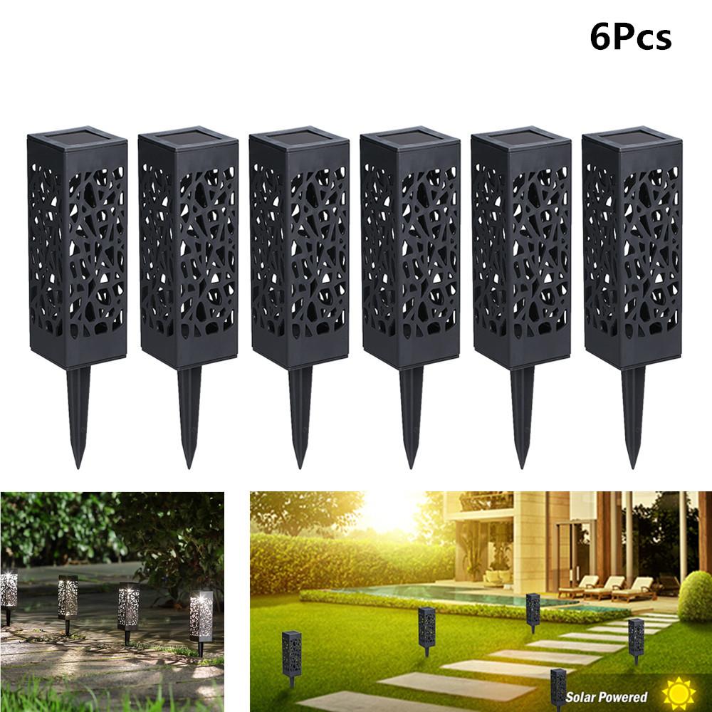 6Pcs Waterproof Solar Powered Hollow Lawn Lamps