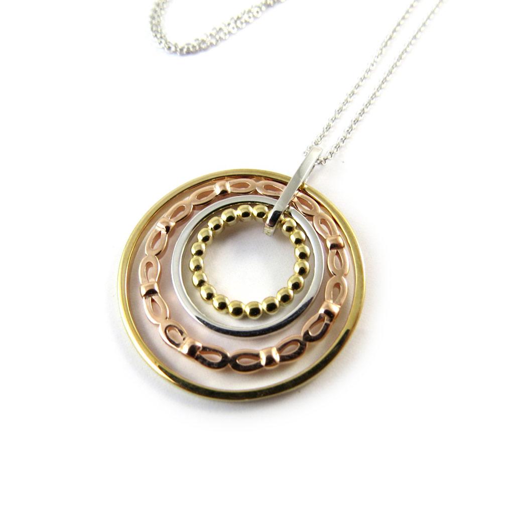 Altesse [P0556] - Tricolor 'Bagues Eternelles' Silver Necklace