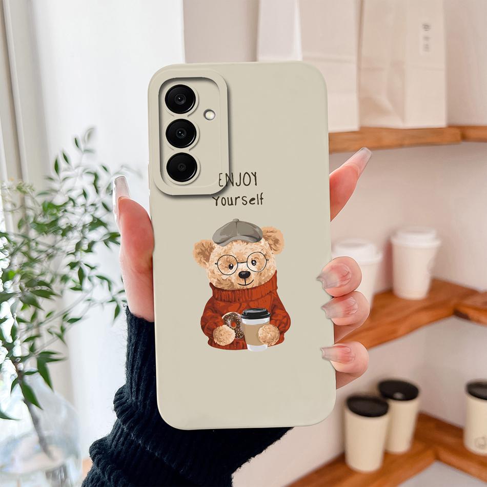 For Samsung Galaxy A37 A57 A17 A07 Phone Case Cute Astronaut Smooth Liquid Silicone Full Coverage Anti Drop Soft Durable Bumper