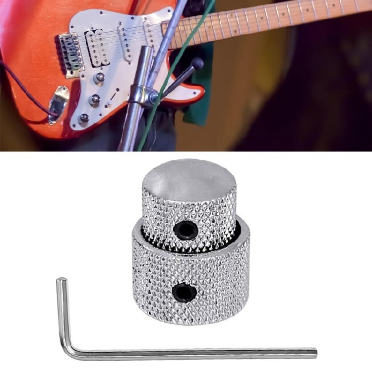 2PCS Metal Guitar Control Knobs Round Knob Set Metal Volumes Knobs for Precise Volumes Tone Tuning On Electric Guitar