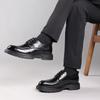 Men's business thick soled leather shoes Suit gentleman retro style Groom's wedding party Black brown Derby lace-up shoes