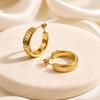 Vintage Gold Stainless Steel Stud & Cuff Earrings - Embossed Style Luxury Statement Jewelry