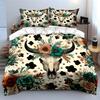 Floral Skull Western Decor Set Exquisite Three-Piece Bedding Set Gift For Kids And Adults