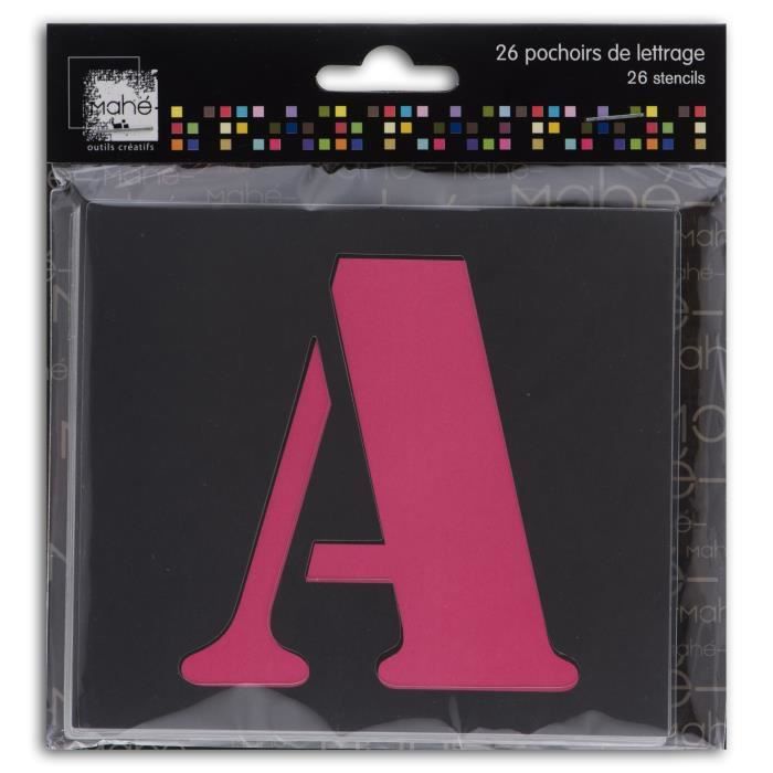 MAHÉ 26 Pochoirs Plastique Lettres 9 cm