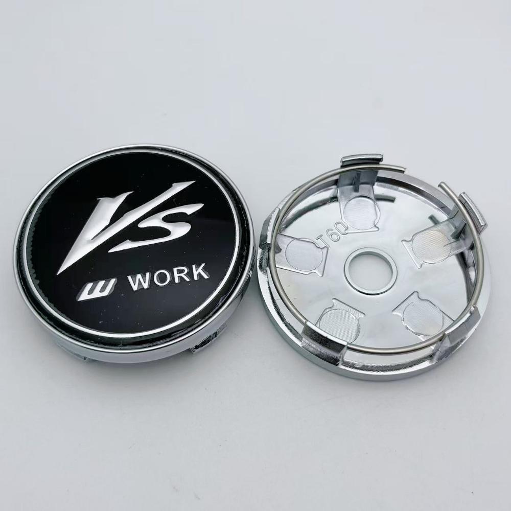 4pcs 60MM (I.D 56MM ) VS W Work Logo Emblem Car Wheel Center Cap Car Accessories for Wheels Hub Lid Rim Hubcaps Cover Replace