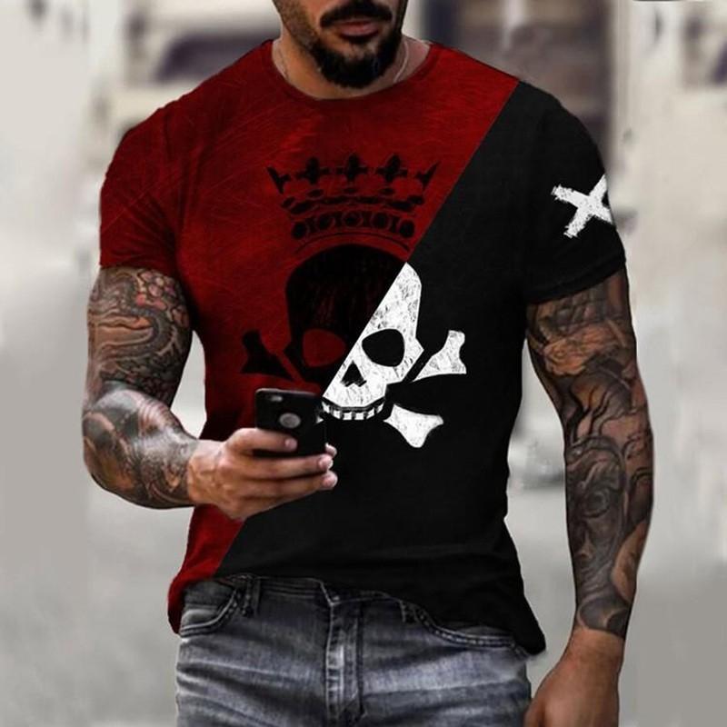 Europe And America Hot Sale Viking Tattoo Art T shirt Men's 3D Print T-shirts Summer Casual Sports Short Sleeve Retro Tops