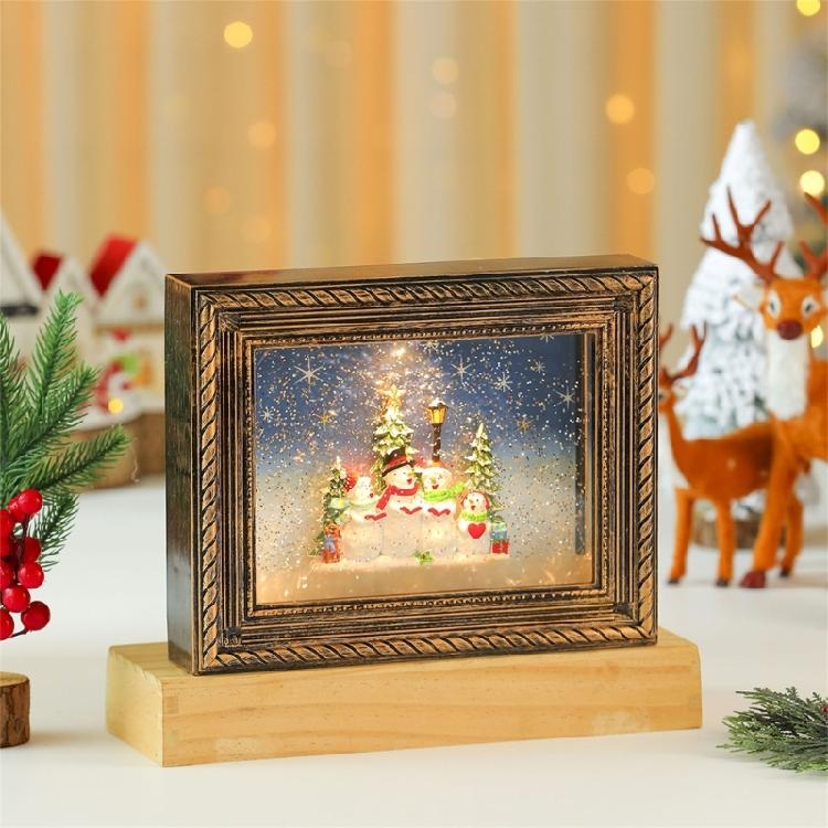 Seasonal Musical Picture Frame Feature Stmospheres LED Light Revolving Snowfalls And Durable Plastic Design
