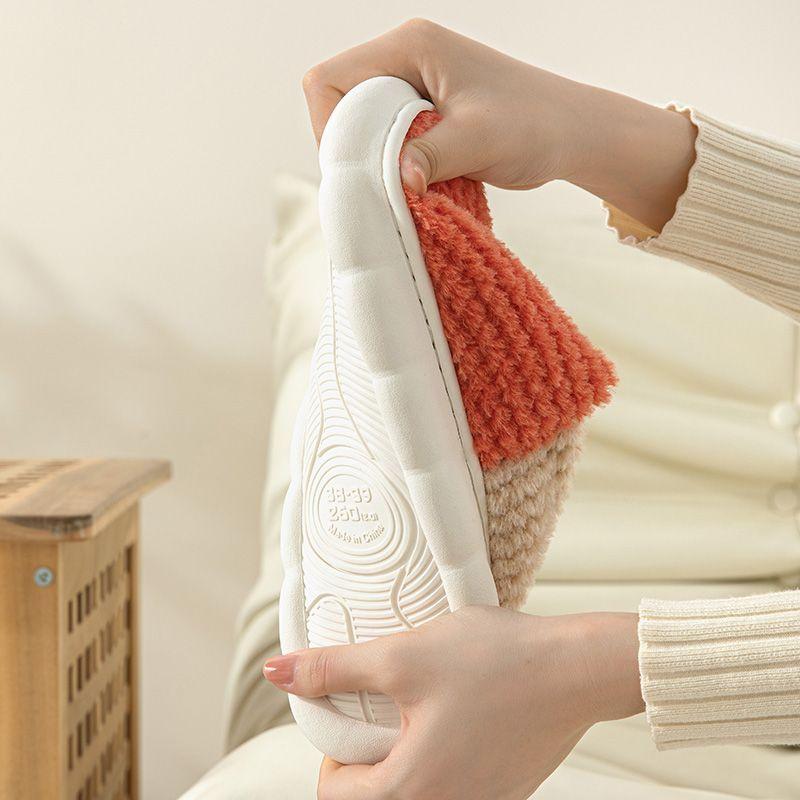 Winter Cotton Slippers Men's Bag and Warm Home Couple Indoor Anti Slip Thick Sole Dormitory Cartoon Hairy Shoes Women