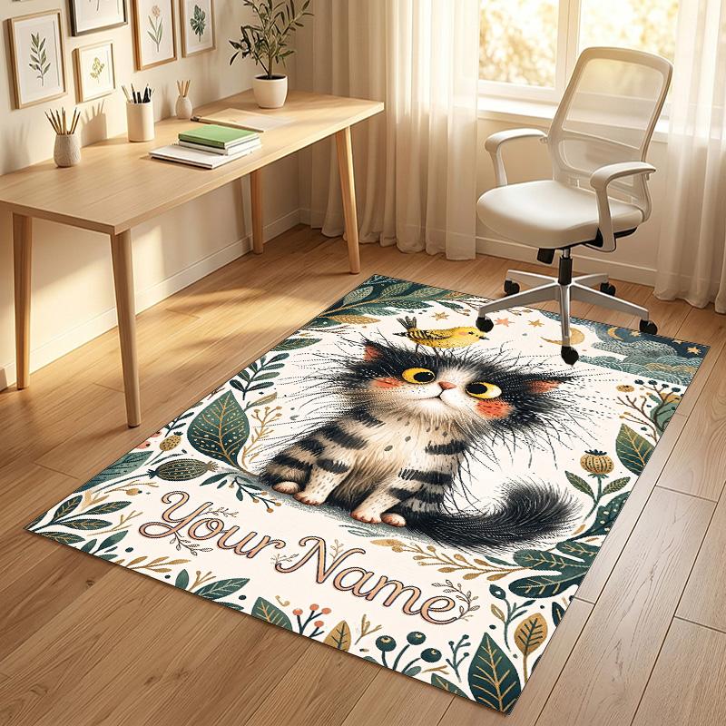Western Sunset Theme Soft Crystal Velvet Rug Custom Name & Text Print Non Slip Floor Rug for Bedroom Living Room
