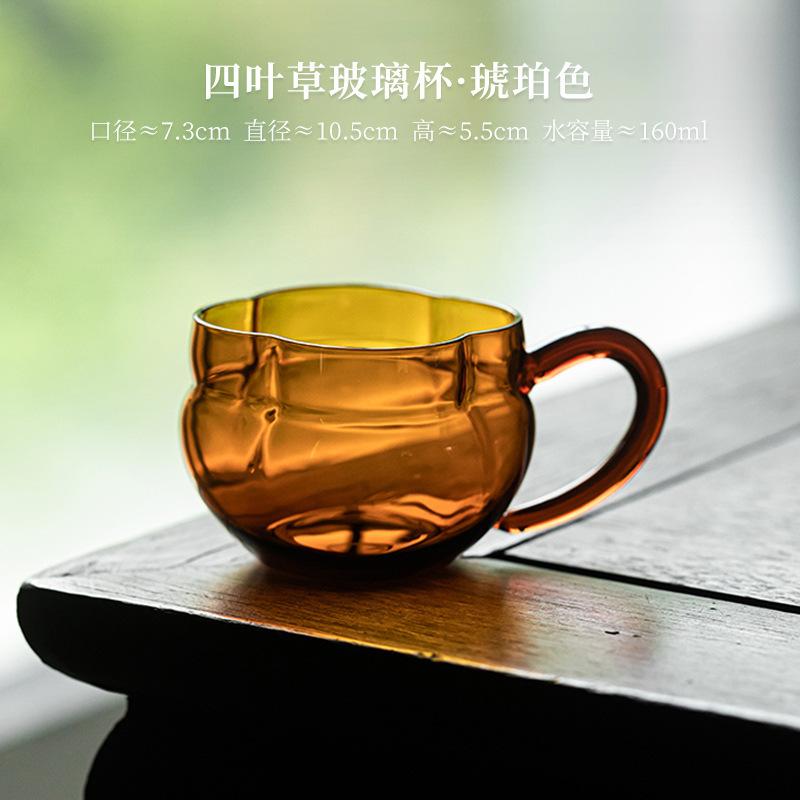 

160ML Heat Resistant Glass Teacup With Handle Tea Bowl Cute Cup Tea-tasting Fragrance Cup Chazhan Master Cups Cafes Supplies