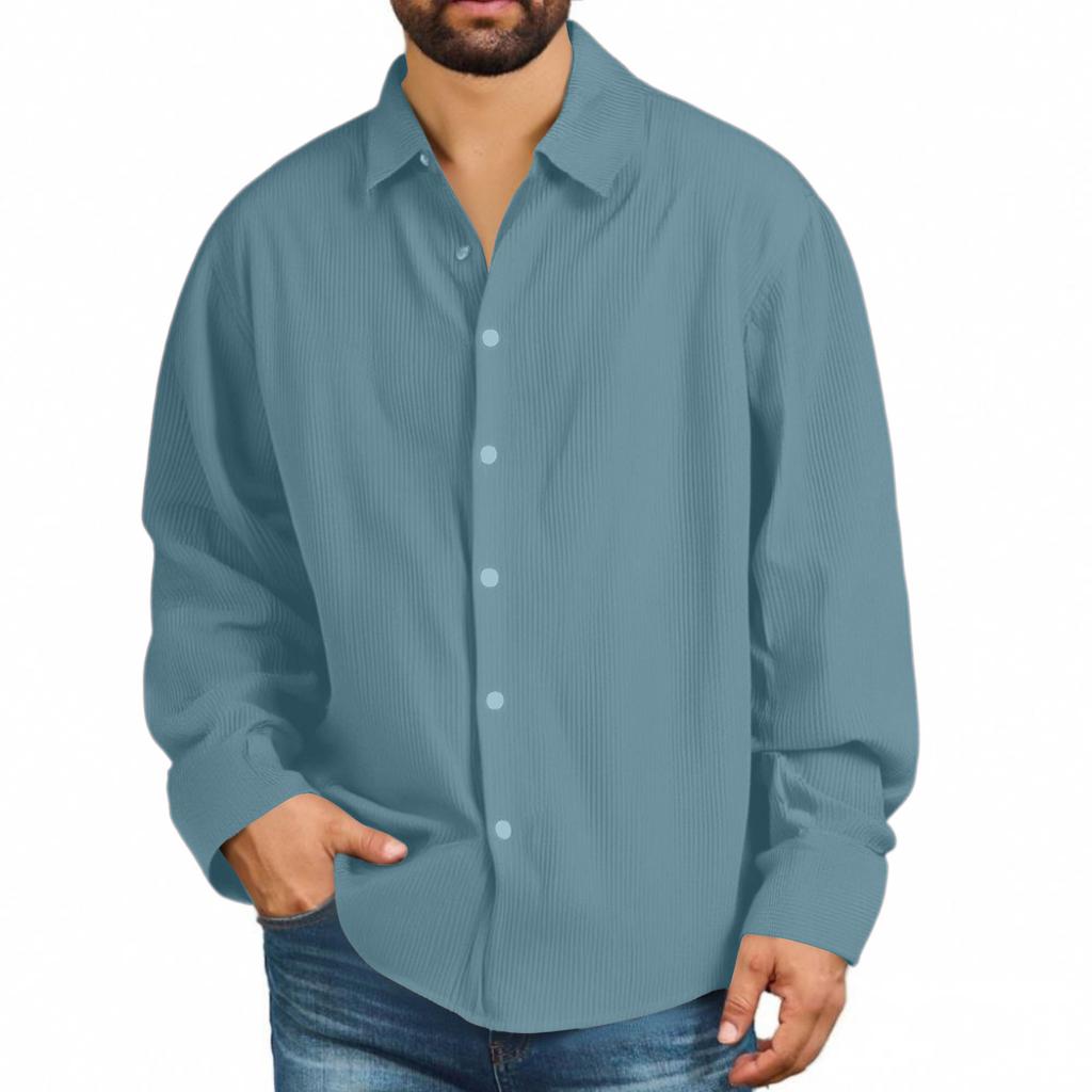 Men's Cotton Shirts Long Sleeve Casual Button Down Textured T-Shirt Loose Vacation Beach Lightweight Topsrt