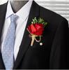 Hochzeit Luxus Künstliche Rose Brustblume Anstecknadel Bräutigam Trauzeuge Brosche High-End Boutonniere Waldthema Bankettkleid Accessoire
