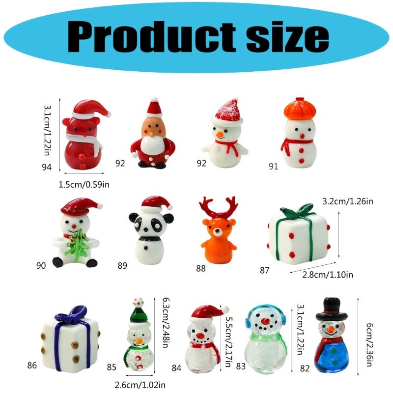 Miniature Snowman Reindeer Table Ornament Blown Glass Craft Christmas Figurine For Festives Season Decorating Accessory