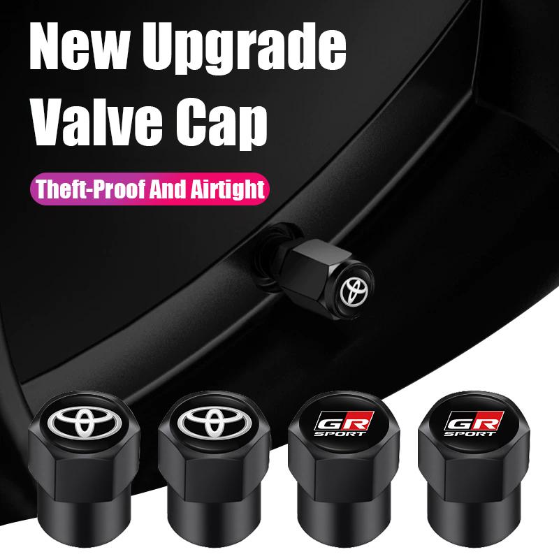 4Pcs Metal Tire Valve Caps Leak Proof Dust Proof Car Wheel Air Caps For Toyota Hilux Corolla RAV4 Camry Highlander Yaris Cross