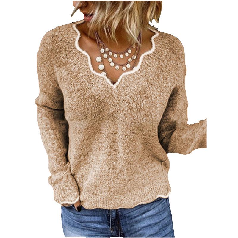 2025 Women's V-neck Knit Pullover Sweater - Cute, Multiple Colors, In Stock