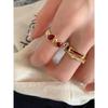 Elegant Red Zircon Ring: Retro, High-End Design for Women