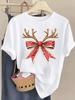 (Asian Size) lovely trend cute New Year T Shirt Christmas Clothing Women Fashion Festival Tee Top Print Woman Short Sleeve Graphic T-shirts