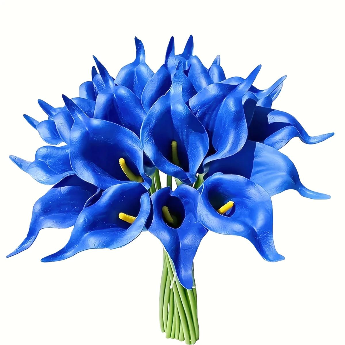 

Wedding D cor PU Faux Flowers Soft Touch Material Subtle Color Shine Versatile Use Realistic Artificial Flowers For Wedding синий