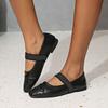 Fashion Spring New Flat Shoes Women's Square Head Shallow Mouth One Word Buckle Glitter Soft Sole Anti-slip Wear-resistant Single Shoes