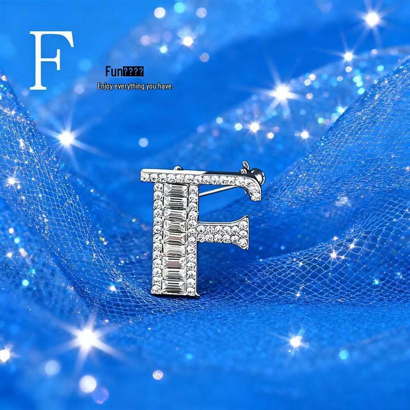 Spilla Alfabeto con Strass di Cristallo Elegante - Spilla da Bavero Unisex