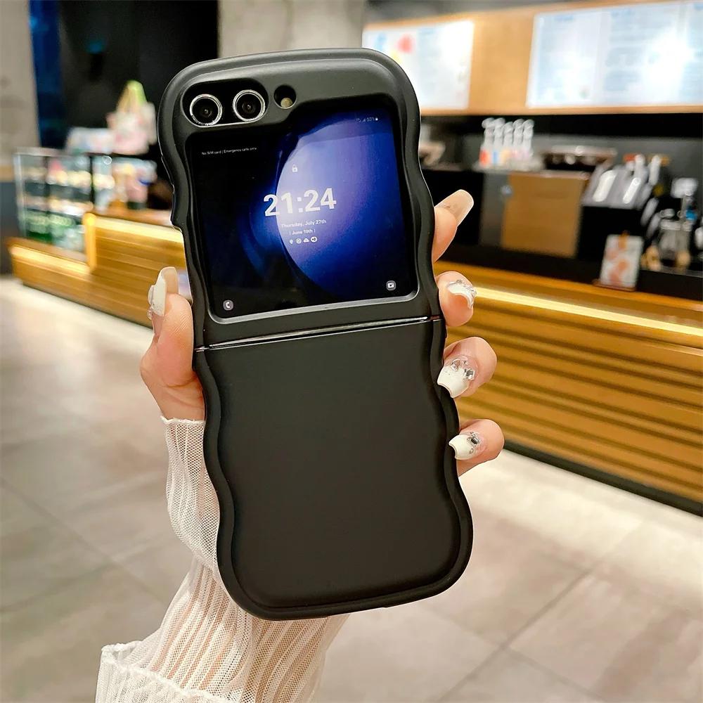 Fashion Matte Wave Edge Silicone Phone Case for Samsung Galaxy Z Flip 6 Z Flip5 Z Flip4 Z flip3 Shockproof Soft Cover