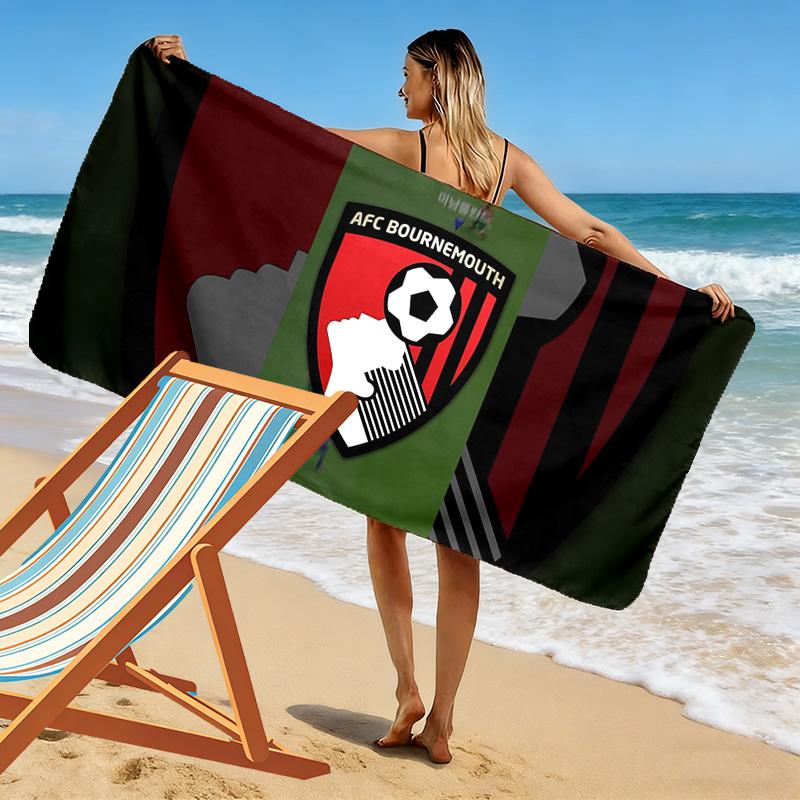 AFC Bournemouth Print Beach Towel, Large Soft Quick Dry Towel for Beach Camping Swimming