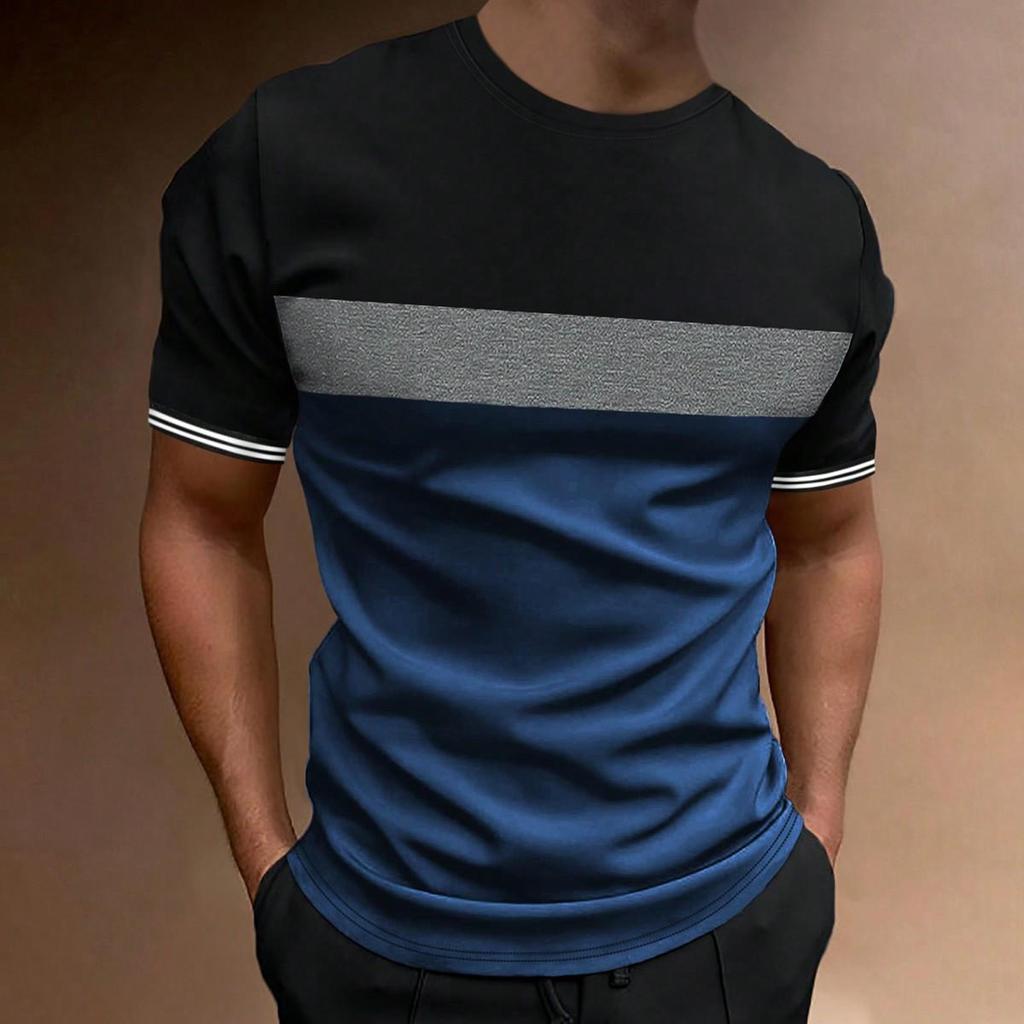 Luxury Brand T-Shirt 2024 Men'S Spring And Summer Leisure Sports Breathable Comfortable Beach Wind Stitched Stripe Color
