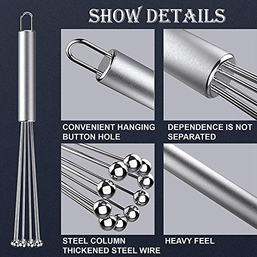Ntcpefy 2-Piece Stainless Steel Ball and Wire Egg Whisk Set for Kitchen Cooking, Stirring, Whisking, and Beating