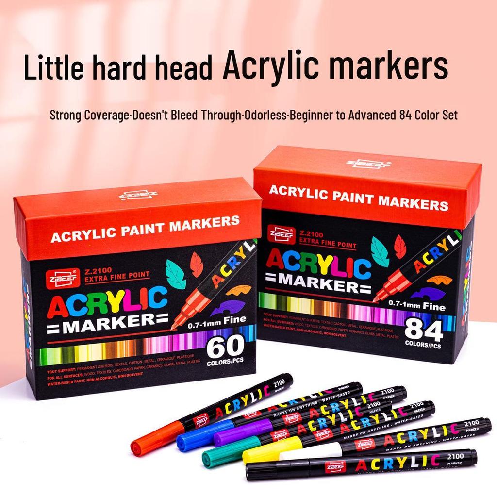 Guangna 2100 Fine Tip Acrylic Marker Set - 120/240 Colors, Press-Type, Water-Based for Students