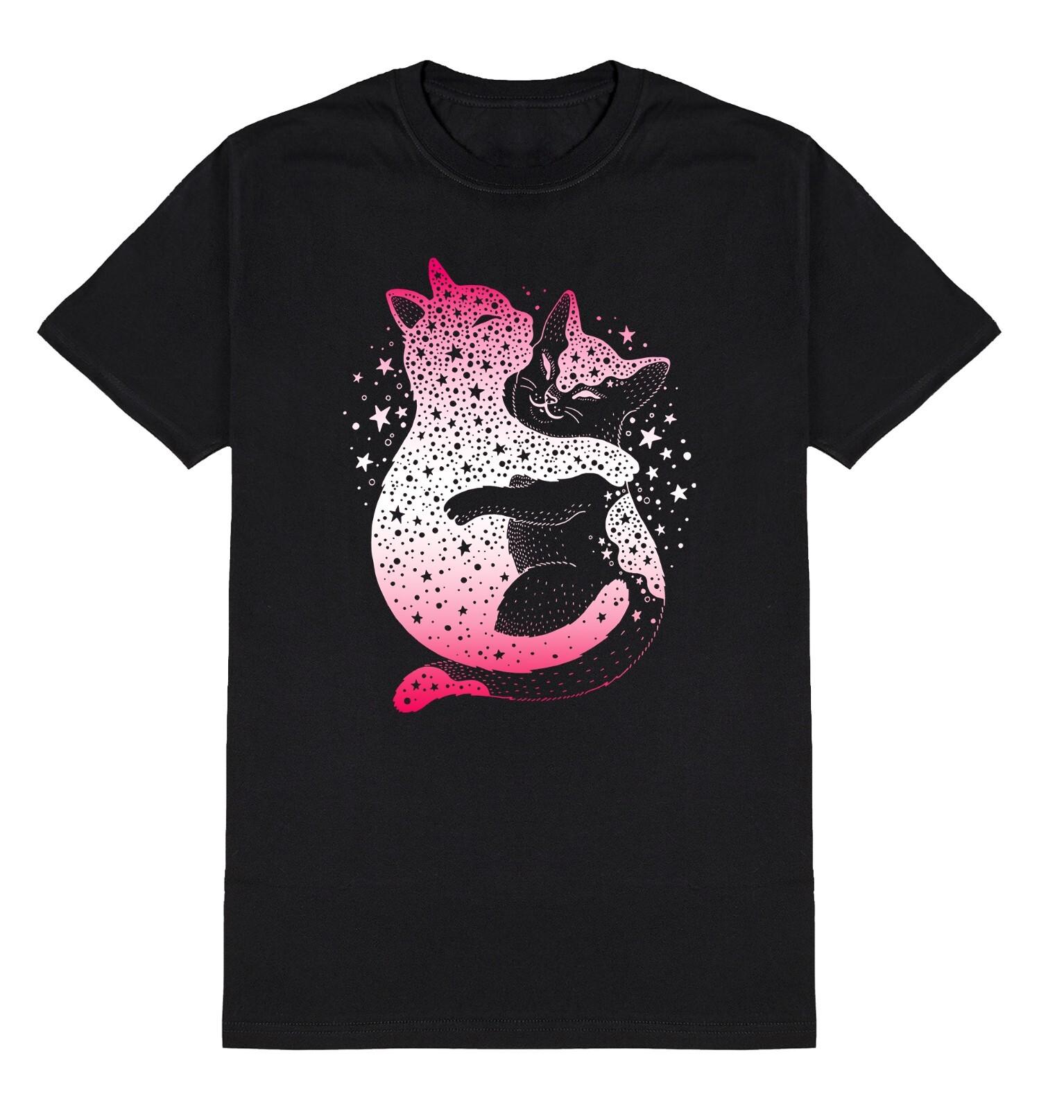 Cat Hugs T-Shirt Mens Womens Tees Top Mens Funny Pet Cat Kitten Clothing Cotton Gift Top S